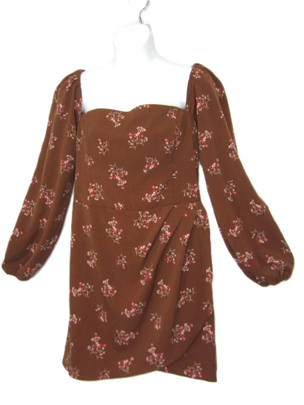 Abercrombie & Fitch Womens Size M Brown Floral Fall Mini Dress Puff Sleeve